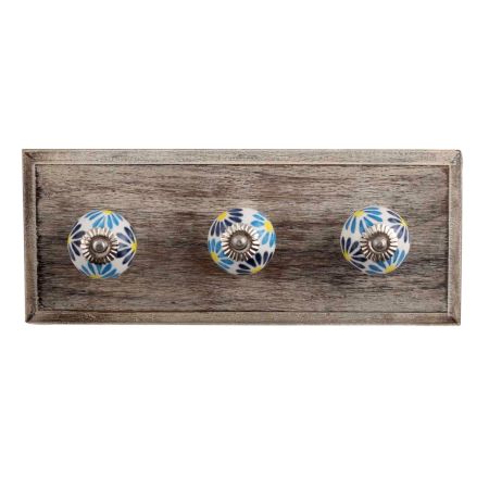 Blue Angel Ceramic Wooden Hooks